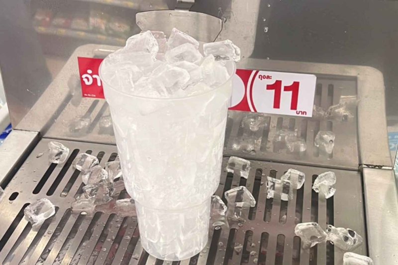 A cup filled with ice cubes from a convenience store, offering a burst of refreshment throughout the day. (Photo: Petprakai Hansiri)