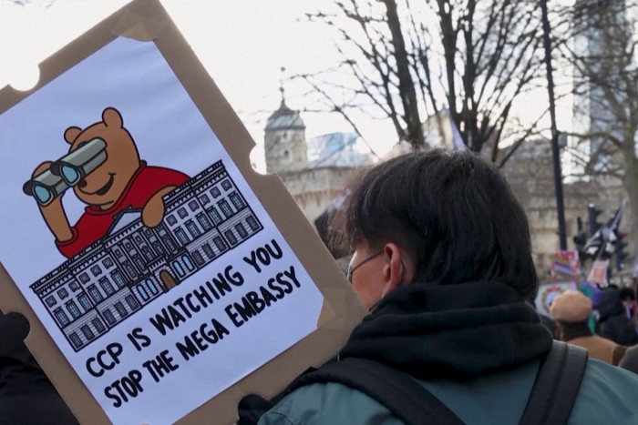 Protests in London over China's plan for mega embassy