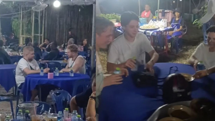 Foreign tourists mistake Thai funeral for food festival
