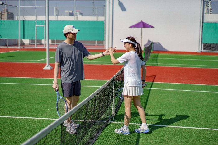 Tennis lesson for couples at Shangri-La Bangkok’s newly refurbished courts