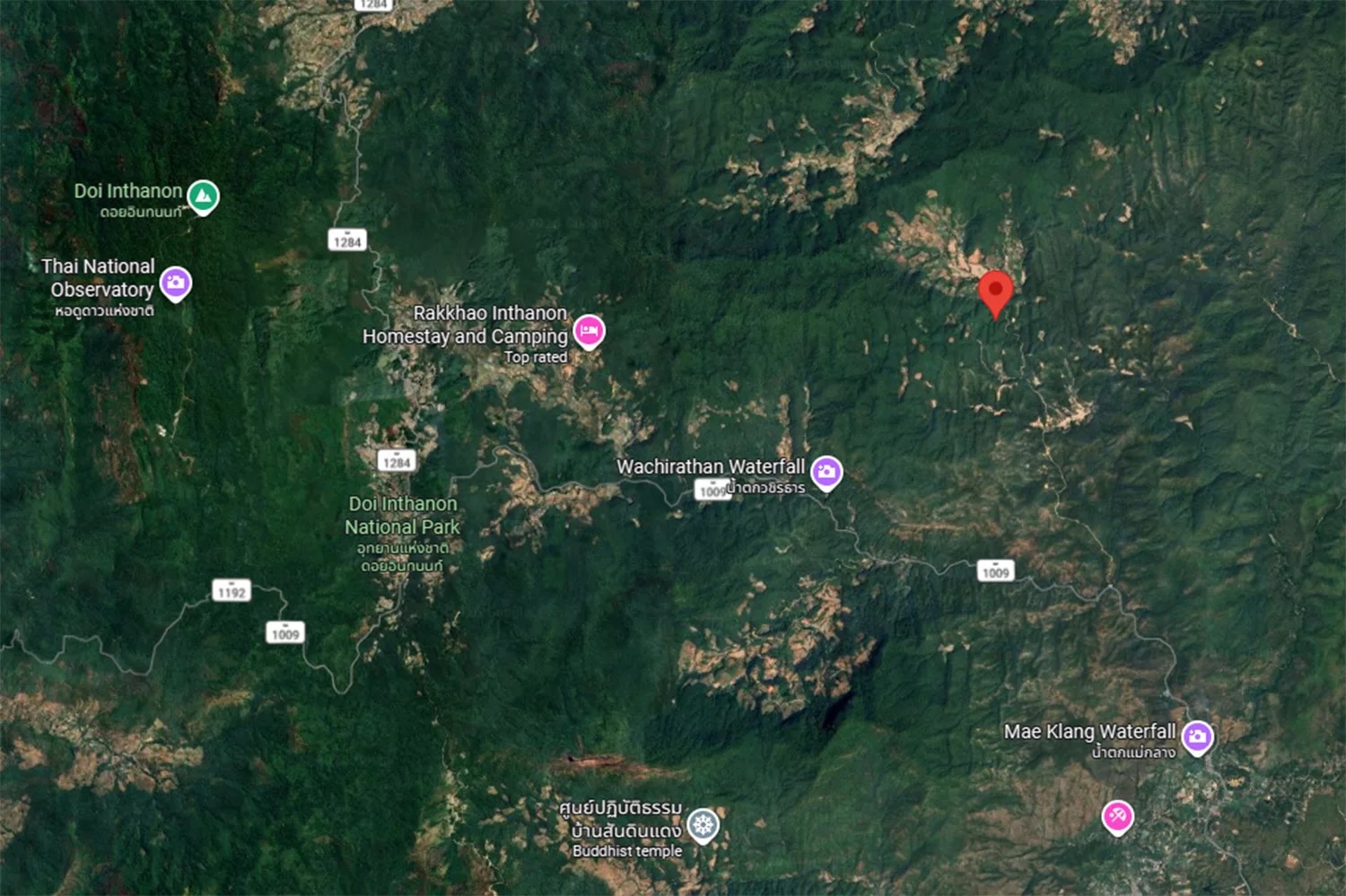 The red pointer on Google Maps indicates where the attacks on livestock were reported.
