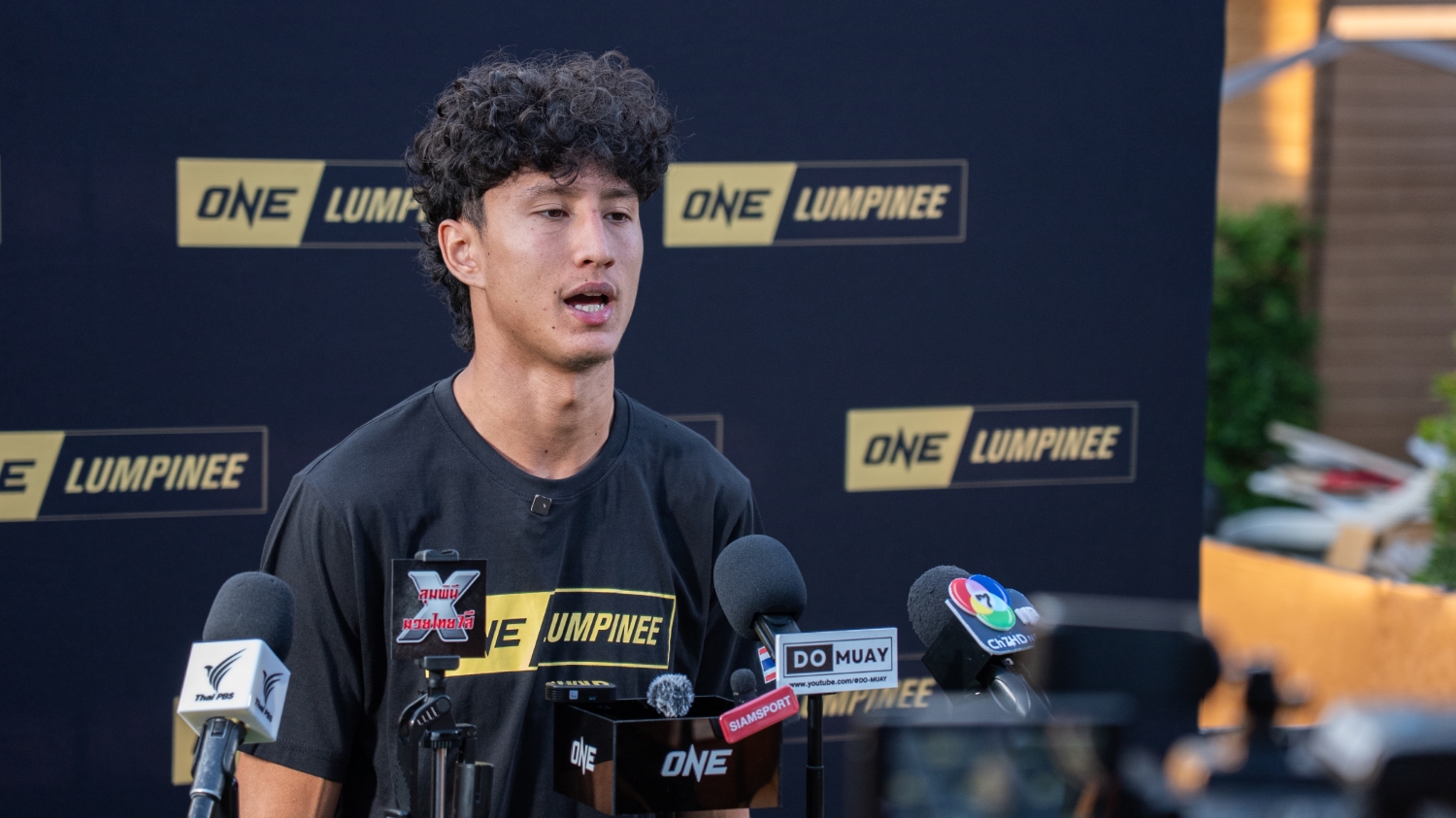 Nabil Anane speaks to the media during an open workout ahead of ONE Friday Fights 147