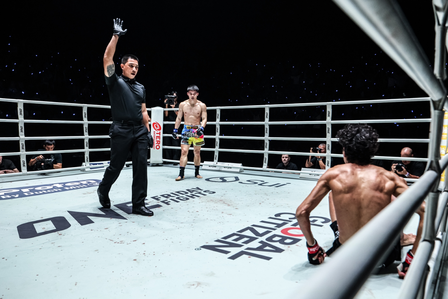 Ramboelk drops Nabil Anane during the ONE Friday Fights 147 main event