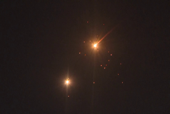 Iranian cluster-warhead missile seen from Israel, West Bank