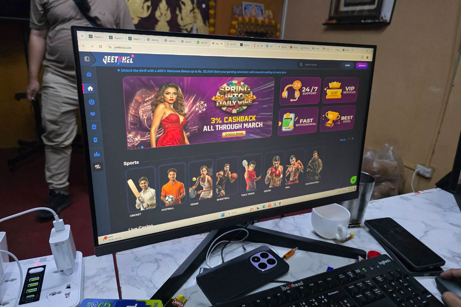 Bangkok Post - 68 Indians held in Pattaya online gambling raids