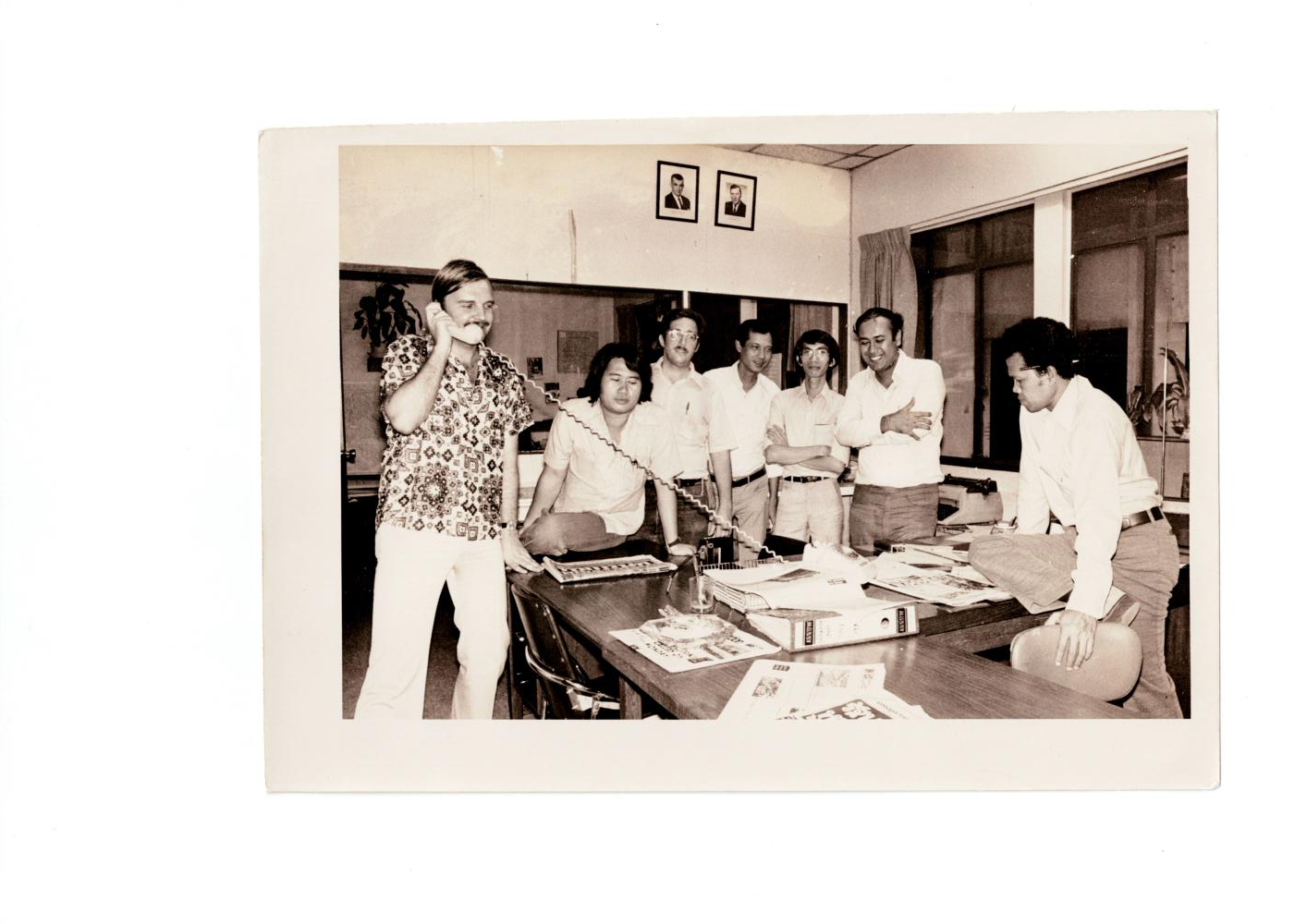 The author with AP Bangkok staffers in 1975. photo: