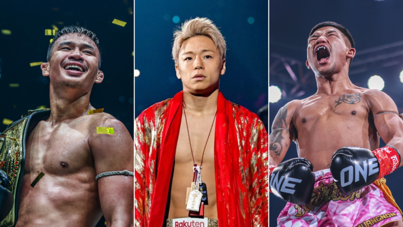 Superlek (left) is set to come back to flyweight in ONE Championship – with Takeru (centre) and Rodtang fighting for an interim belt at ONE Samurai 1