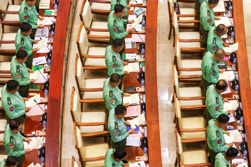 Military-appointed lawmakers attend a session of the House of Representatives following a phased election dominated by the army-backed Union Solidarity and Development Party, in Naypyitaw, Myanmar, on March 16. (Photo: Reuters)