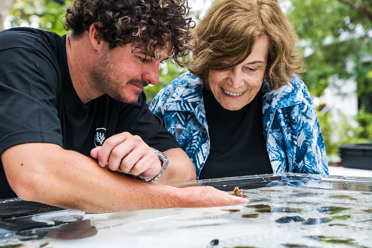 Titouan Bernicot, left, founder and CEO of Coral Gardeners, with Rolex Testimonee Dr Sylvia Earle, founder of Mission Blue.