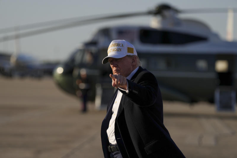 President Donald Trump deplanes from Air Force One after attending the funeral of Pope Francis and visiting his property in Bedminster, New Jersey, over the weekend, at Joint Base Andrews, Maryland, on April 27, 2025. (Photo: New York Times)