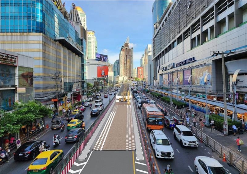 The Pratunam flyover on Phetchaburi Road, Bangkok. (Photo: Mass Rapid Transit Authority of Thailand)