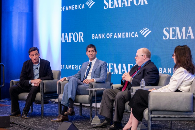 Federal Reserve chair nominee Kevin Warsh (second from left) will be closely watched at an upcoming Senate confirmation hearing to see how aligned he is with President Donald Trump on cutting interest rates. (Photo: AFP)