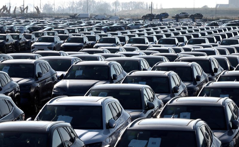 New cars, among them new China-built electric vehicles of the company BYD, are seen parked in the port of Zeebrugge, Belgium, on Oct 24, 2024. (File photo: Reuters)
