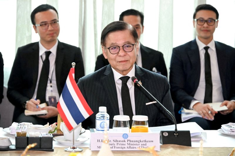 Foreign Minister Sihasak Phuangketkeow speaks during a meeting with a Chinese delegation at the Ministry of Foreign Affairs in Bangkok, on April 24, 2026. (Photo: Ministry of Foreign Affairs via Reuters)