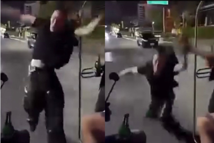 Tourist falls from moving songthaew after failed backflip