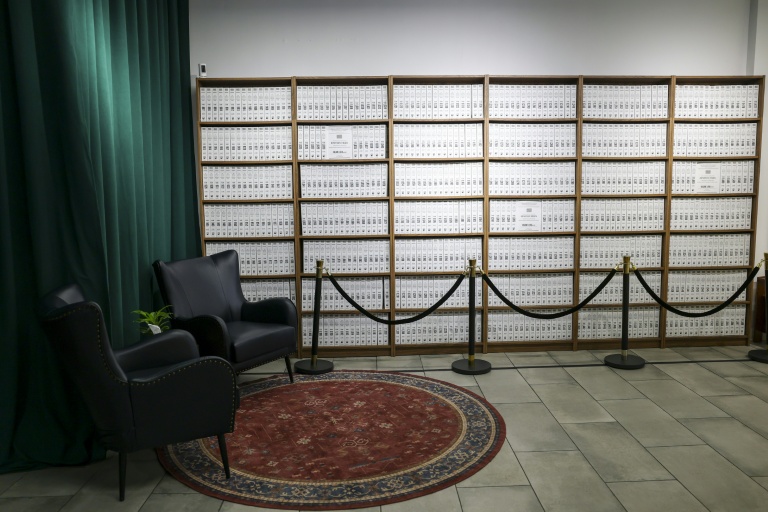 Roughly 3.5 million pages of the 'Epstein files' were bound in 3,437 volumes for the exhibition. (Photo: AFP)