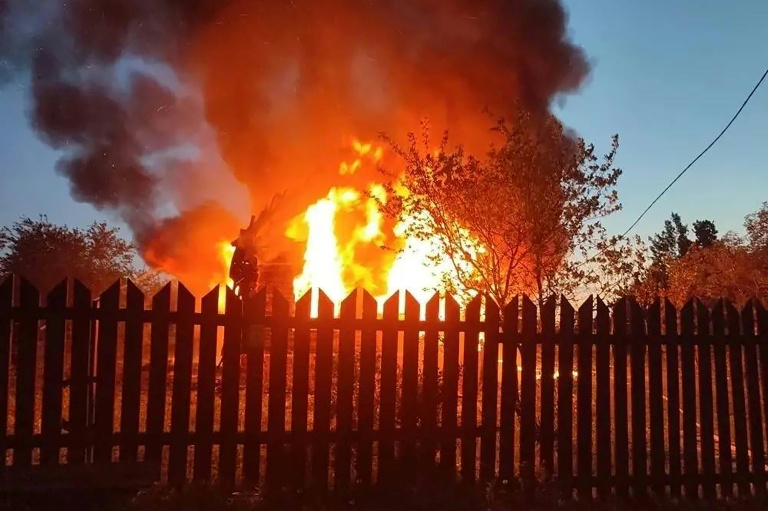 Moscow Region Governor Andrey Vorobyov posted a photo of a burning building following the barrage