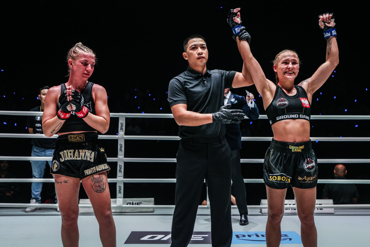 Martyna Dominczak celebrates her unanimous decision win over Johanna Persson at ONE Fight Night 43