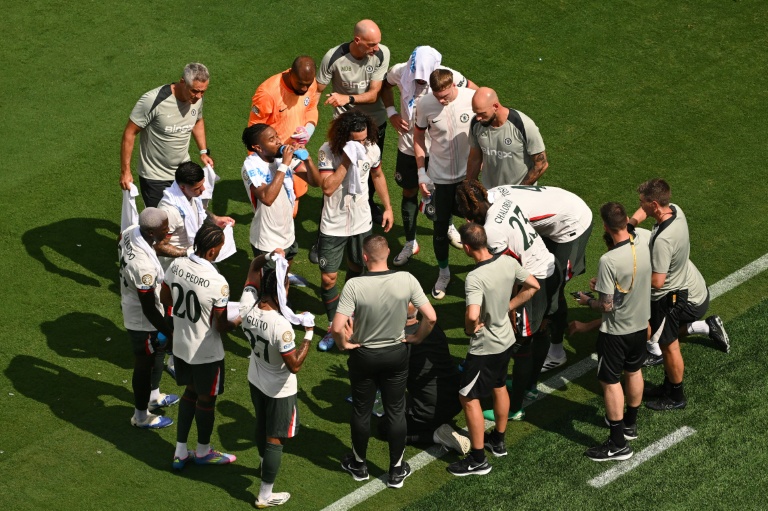 Chelsea players during a hydration break at last year's Club World Cup in the United States.