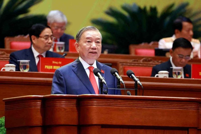 Vietnam's Communist Party General Secretary To Lam speaks during the 14th National Party Congress in Hanoi, Vietnam, January 20, 2026. VNA/Handout via REUTERS