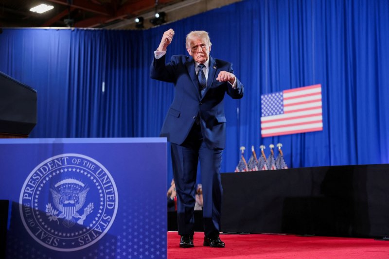 President Trump strikes a pose as he prepares to deliver remarks at Rockland Community College in Suffern, New York, on May 22, 2026. (Photo: Reuters)