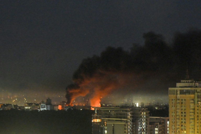 Smoke billows from a fire during drone and missile attacks in Kyiv on June 2, 2026, amid the Russian invasion in Ukraine. (Photo: AFP)