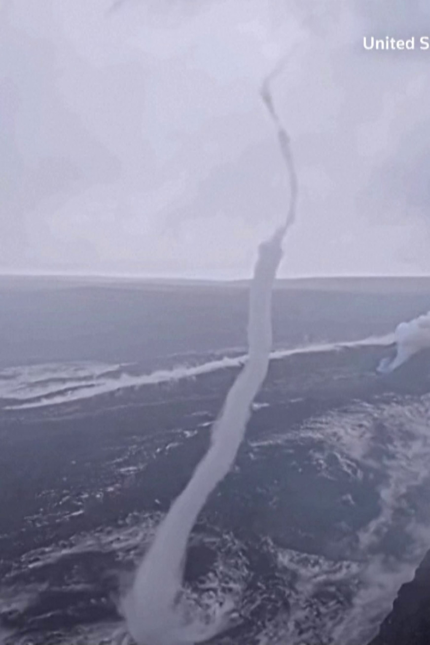 Whirlwind forms over Hawaii's Kilauea volcano