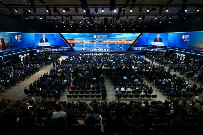 Ukrainian drones fly over Putin’s showcase forum