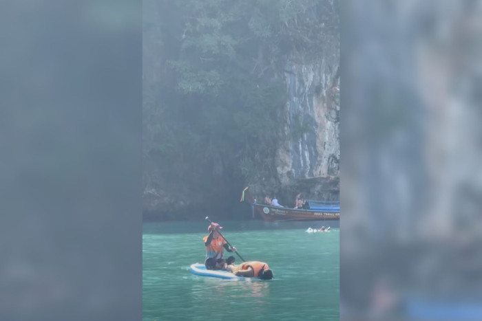 Boat captain’s makeshift fish‑viewing technique for reluctant tourist