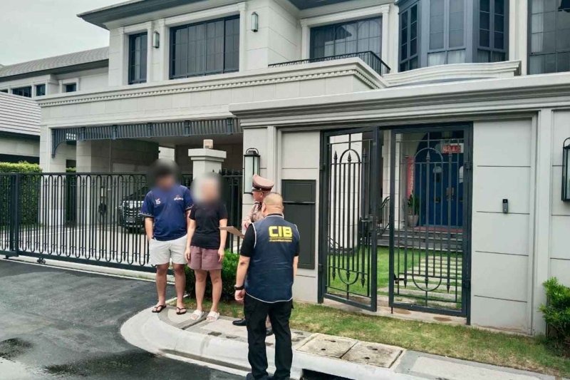 Police arrest one suspect at a luxury house on Friday. Supplied photo
