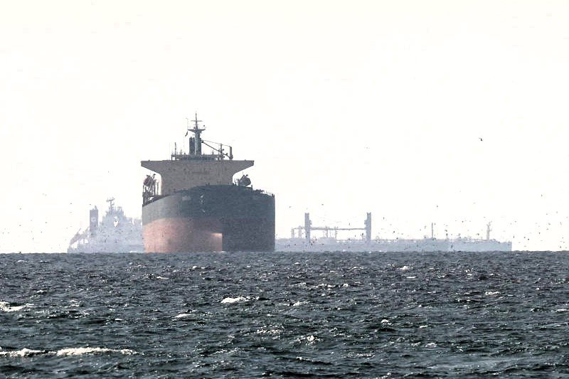 Blocked tankers moored near the Strait of Hormuz. (Photo: Reuters)