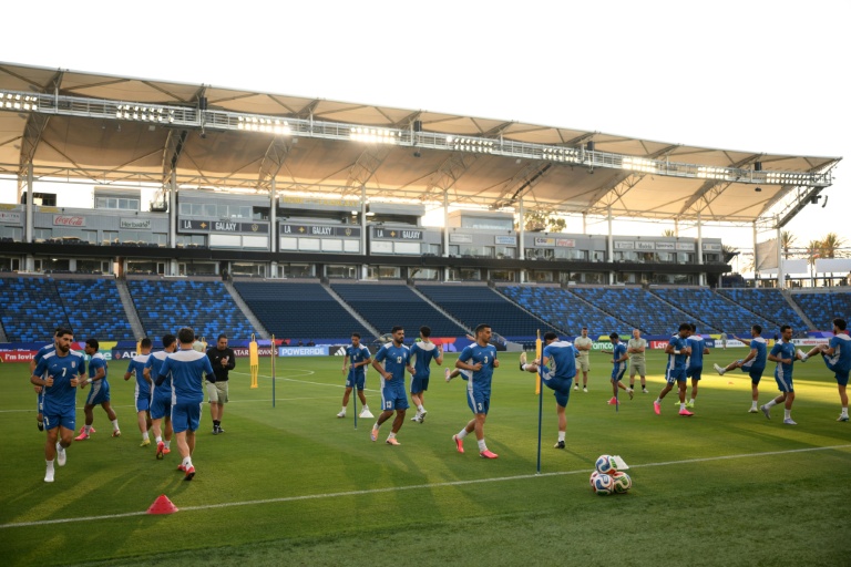 Iran's players during a training session in Los Angeles ahead of their opening World Cup game against New Zealand. (Photo: AFP)