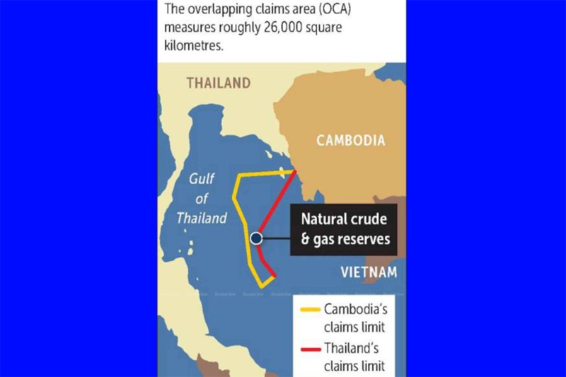 Overlapping territory in the Gulf of Thailand claimed by Thailand and Cambodia. (Bangkok Post graphics)