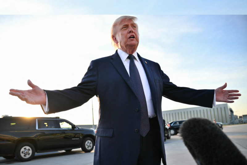 US President Donald Trump speaks with reporters while attending the G7 summit in Evian, France on Wednesday. (Photo: AFP)