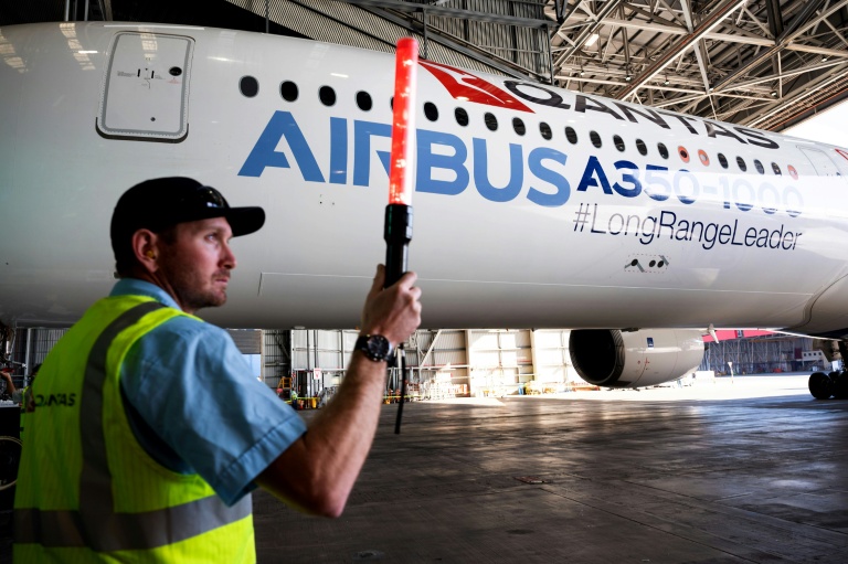 The Airbus A350-1000ULR is a variant of its popular A350 plane with an extra rear fuel tank allowing it to fly very long distances. The London-Sydney flights are expected to take 19 hours. (Photo: AFP)