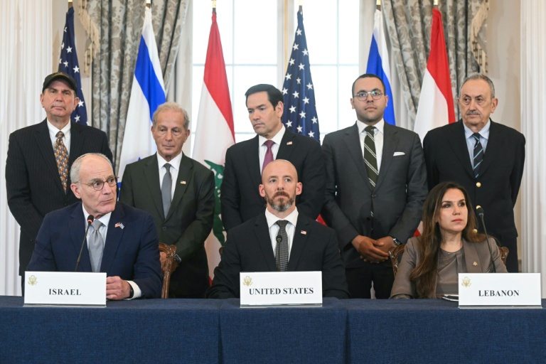 Representatives of Lebanon, Israel and the US gather for the signing ceremony for an agreement aimed at paving the way for a peace deal, in Washington, DC on June 26, 2026. (Photo: AFP)