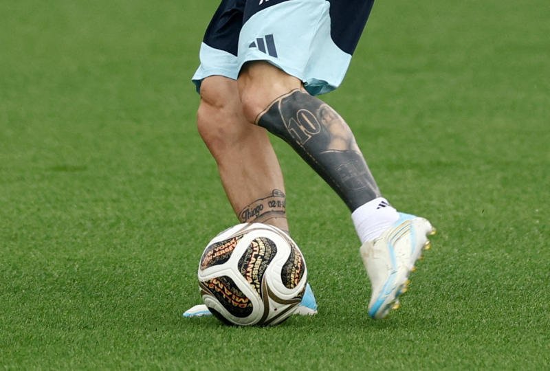 Argentina's Lionel Messi during training on Saturday. (Photo: Reuters)