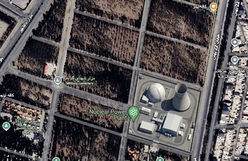 An image posted by Henk van Ess, a Netherlands-based AI and misinformation expert, shows a nuclear plant added to a satellite view of an urban centre in Iran by using an AI image generator on Google Earth.