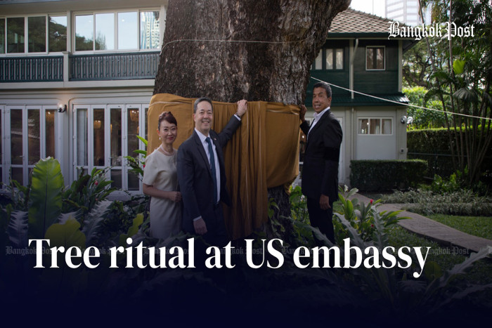 Tree ritual at US embassy, Bangkok