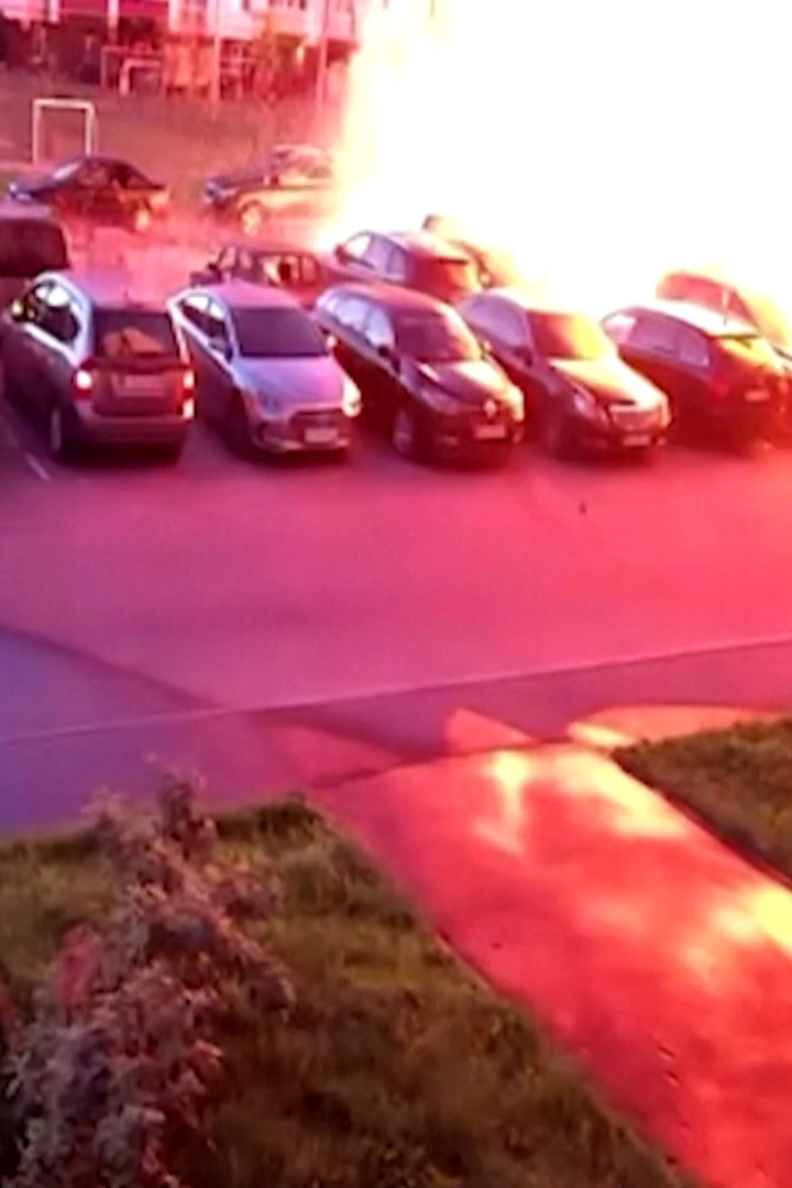 Woman narrowly escapes blast during Russian drone attack in Kyiv