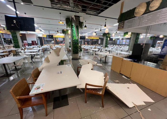 Cafeteria ceiling collapses at costly parliament complex