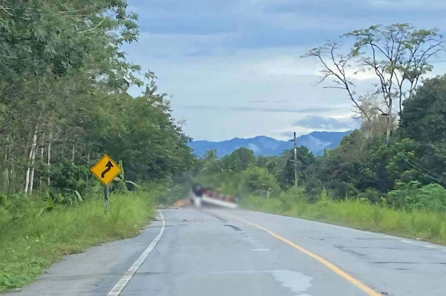 A bomb explodes when a six-wheel truck carrying territorial defence voluneers passed through a local road in Sukhirin district of Narathiwat on Friday afternoon. (Photo supplied/ Abdullah Benjakat)