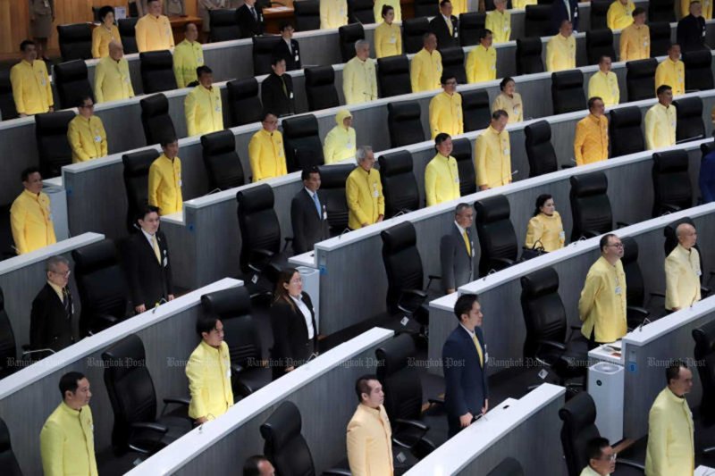 Incumbent senators attend their first session at parliament on July 23, 2024. Chanat Katanyu