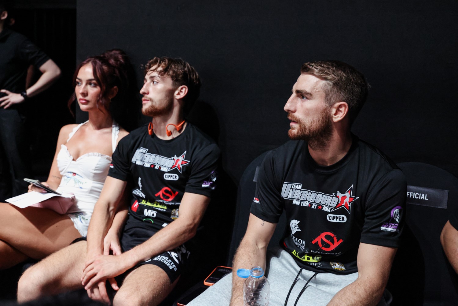 ONE bantamweight kickboxing champion Jonathan Haggerty, right, watches from ringside alongside his younger brother Freddie at The Inner Circle 30 in Bangkok