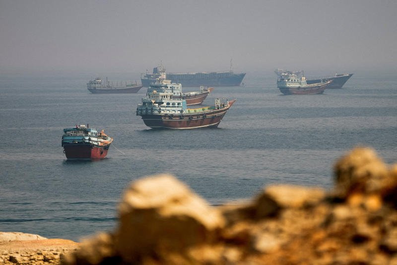 Vessels near the Strait of Hormuz, as seen from Musandam, Oman, on Aug 31, 2026. (Photo: Reuters)