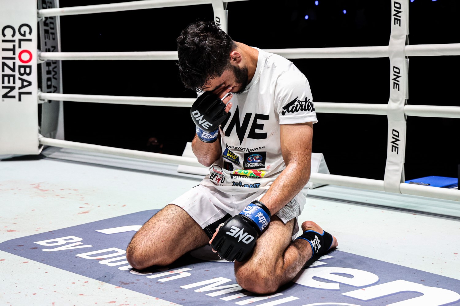 Ubaid Hussain reacts after earning a US$100,000 full-time ONE Championship contract at The Inner Circle 28
