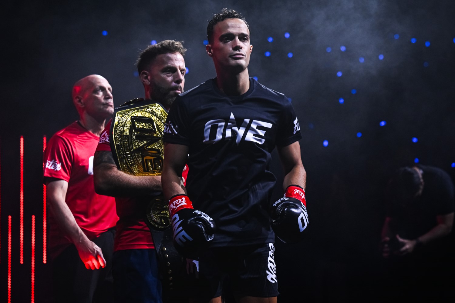 Jonathan Di Bella heads to the ring for his title defence against Zhang Peimian at The Inner Circle 22 in Bangkok
