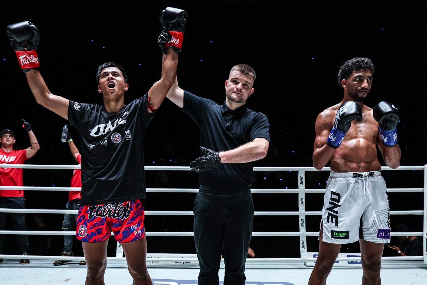 Panpayak Jitmuangnon celebrates his kickboxing victory at ONE Friday Fights 155