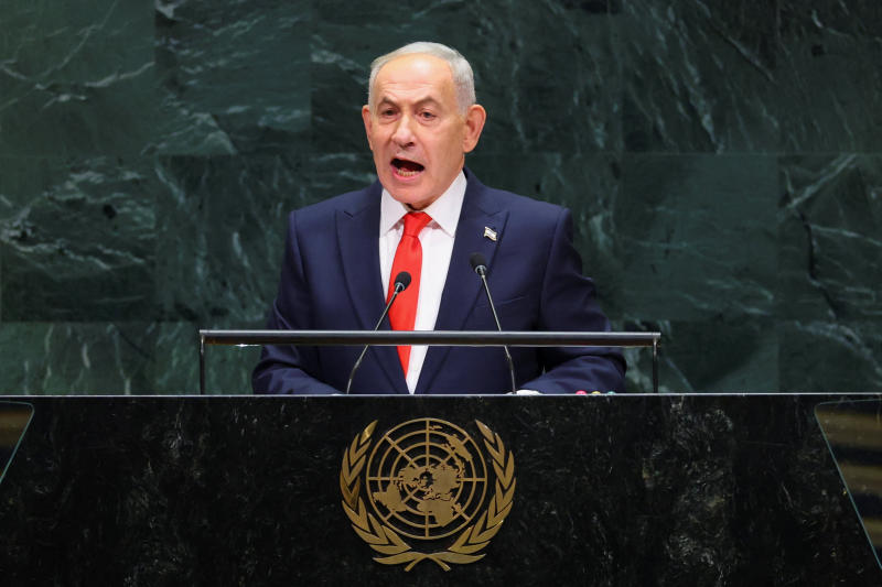 Israeli Prime Minister Benjamin Netanyahu addresses the 81st United Nations General Assembly (UNGA) at UN headquarters in New York City, the United States, on Sept 24, 2026. (Photo: Reuters)
