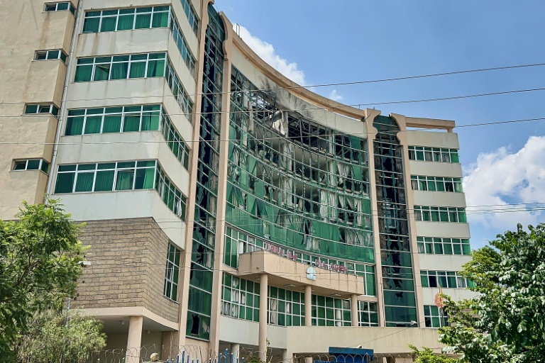 The headquarters building of the broadcaster Tigray TV was hit by a drone strike on Sept 27 as violence flared. (Photo: AFP)